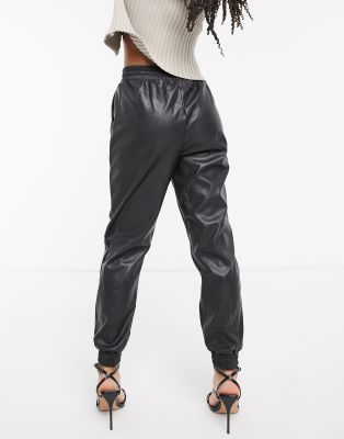 new look leather joggers