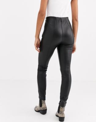 black leather look pants