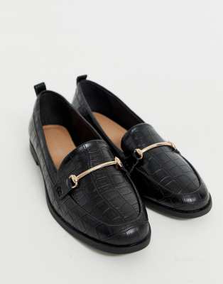new look chunky croc loafer in black
