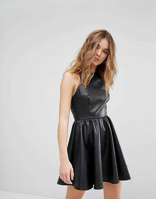 New Look Leather Look Skater Dress