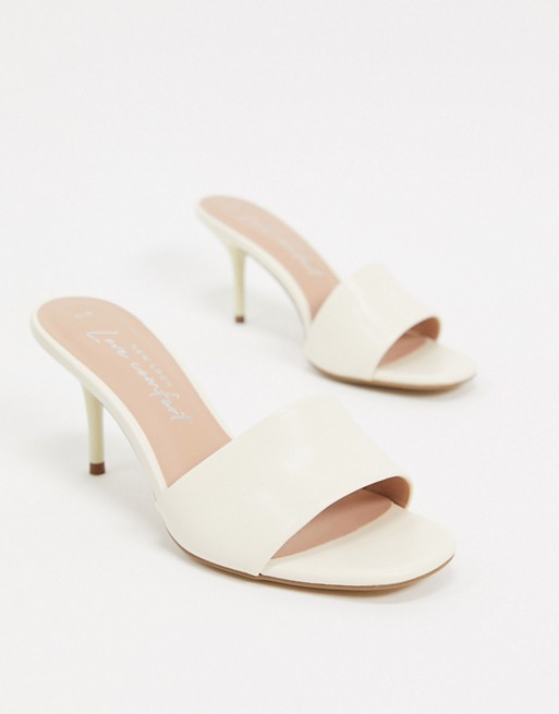 New Look leather look stiletto mules in off white
