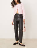 New Look leather look straight leg pants in black