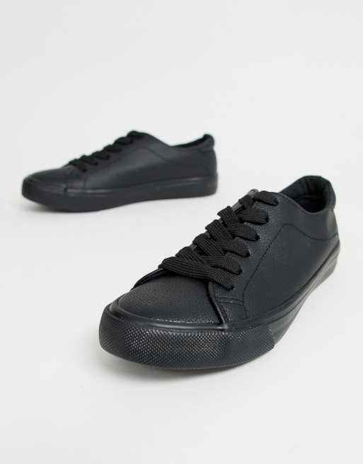 Black leather store look trainers