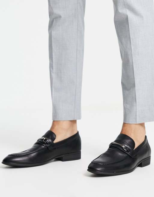 New Look – Lederslipper aus schwarzem Kunstleder mit D-Ring