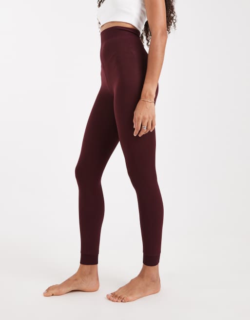 New Look - Legging met fleecevoering in bordeauxrood, 2 van 5