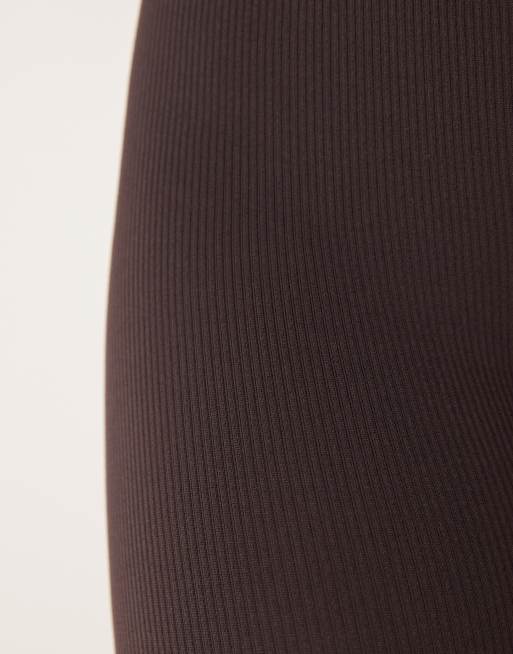 New Look - Leggings a coste senza cuciture color cioccolato, 4 di 5
