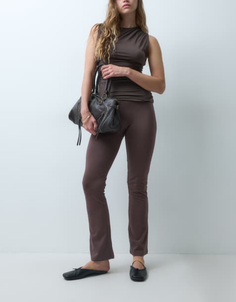 New Look leggings a zampa in marrone scuro - view 1