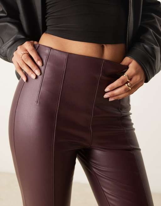 New Look – Leggings aus Kunstleder in Burgunderrot