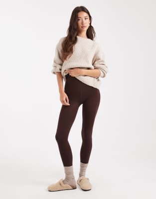 New Look - Leggings in Dunkelbraun mit Fleecefutter-Brown