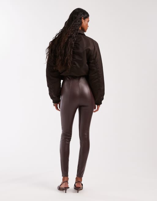 Leggings Termici Da Donna A Vita Alta Da Donna In Finta Pelle Elastica - Foto 8