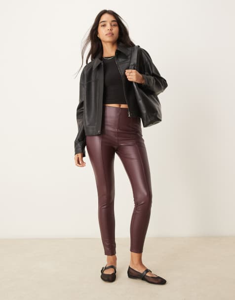New Look - Leggings in similpelle PU bordeaux - view 1