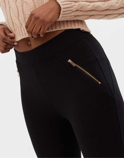 New Look – Leggings mit hohem Bund und Reißverschluss in Schwarz, 3 von 4
