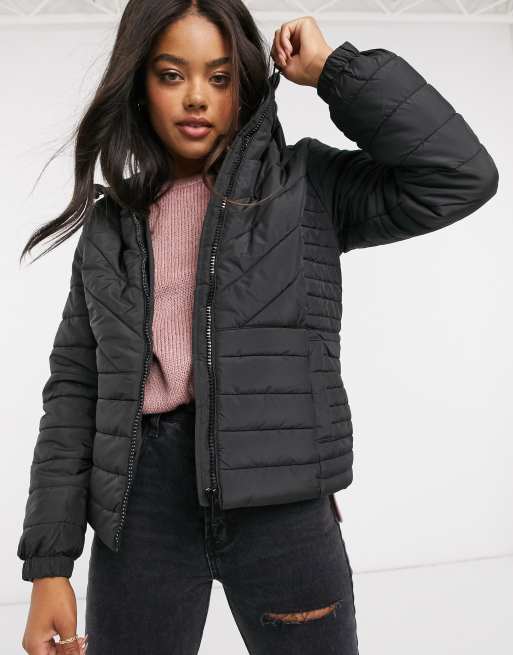 New Look – Leichte Pufferjacke in Schwarz