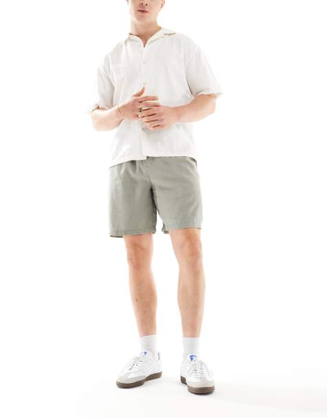 New Look – Leinen-Shorts in Khaki zum Hineinschlüpfen - view 1