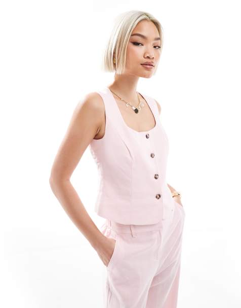 New Look – Leinen-Weste in Rosa mit eckigem Ausschnitt, Kombiteil - view 1