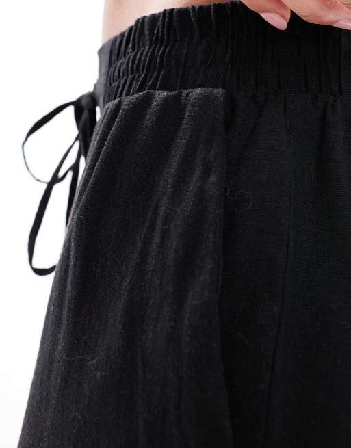 New Look – Leinenhose in Schwarz mit weitem Schnitt, 5 von 5