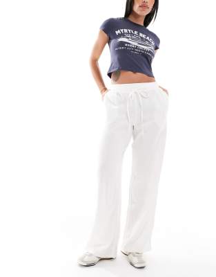 New Look - Leinenhose in Weiß mit weitem Bein