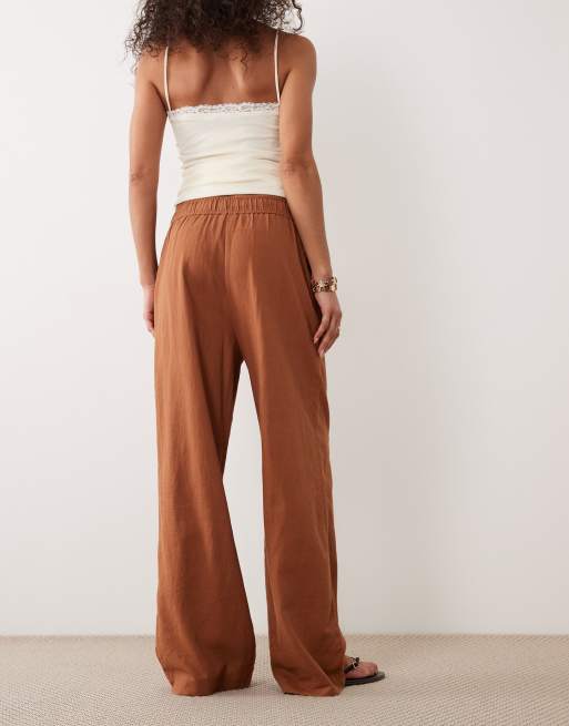 New Look – Leinenmix-Hose in Rostrot mit weitem Bein, 5 von 5