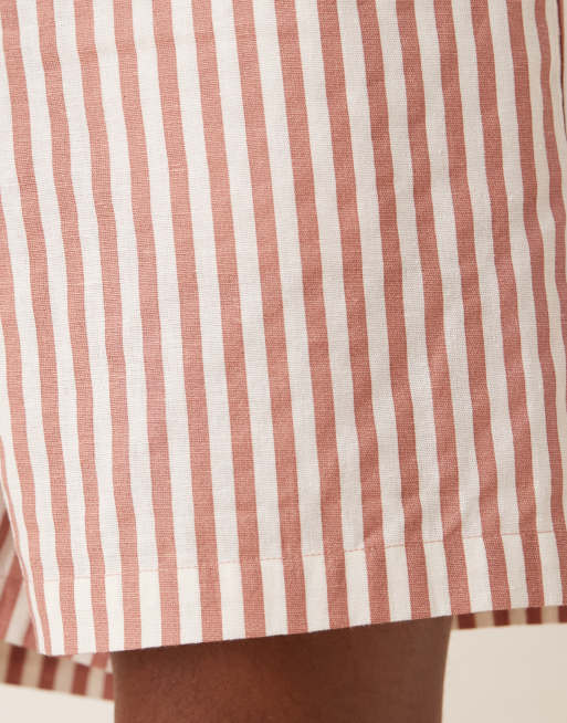New Look – Leinenshorts zum Reinschlüpfen in Hellbraun gestreift, 2 von 5
