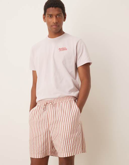 New Look – Leinenshorts zum Reinschlüpfen in Hellbraun gestreift, 3 von 5