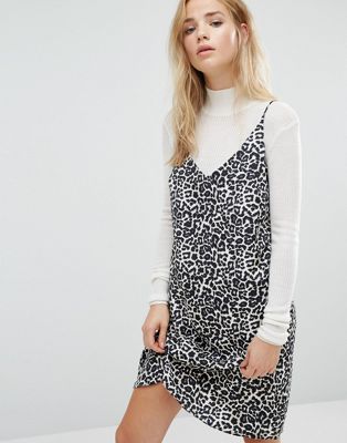 leopard print cami slip dress