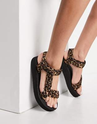 black and leopard print sandals