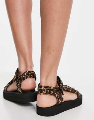 black and leopard print sandals