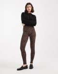 [New Look] New Look leopard print high waisted leggings in brown 10 29-Brown Pattern