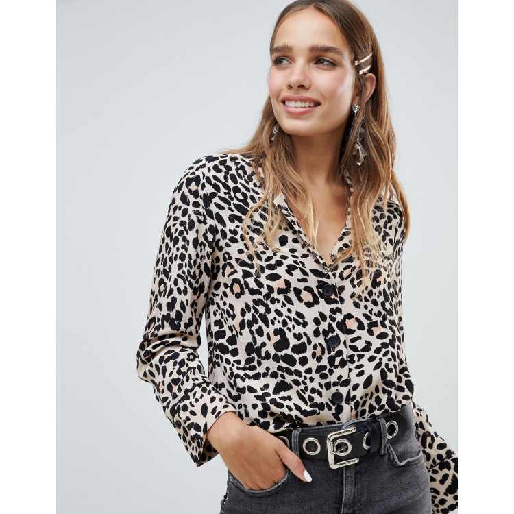 Leopard print hot sale blouse asos