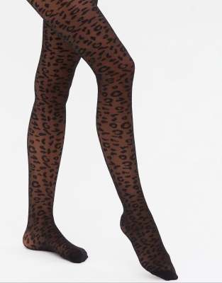New Look Leopard Print Tightsblack ModeSens