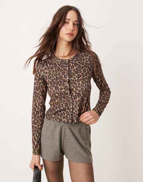 New Look – Leopardmönstrad kofta i tunn mesh - view 1