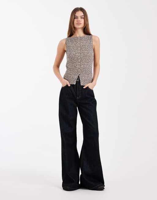 New Look – Leopardmönstrat linne med båtringning och knäppning, 2 av 4