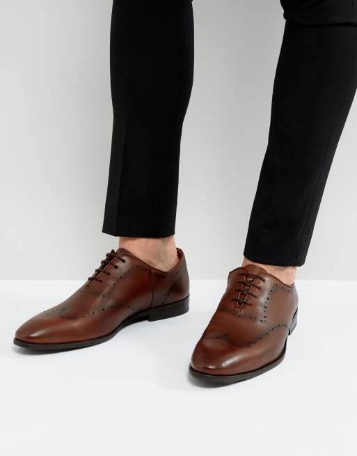 New Look - Leren brogueschoenen in bruin