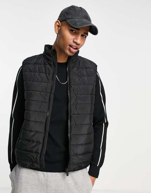 New Look - Lichtgewicht bodywarmer met opstaande boord in zwart