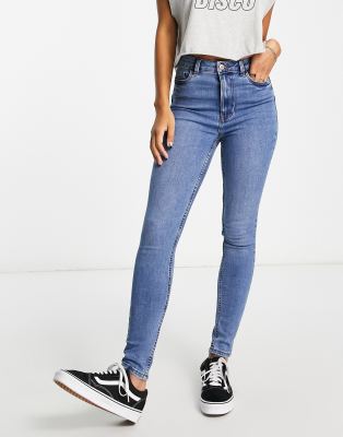 New Look lift and shape high waisted skinny jeans in vintage blue wash - ASOS Price Checker