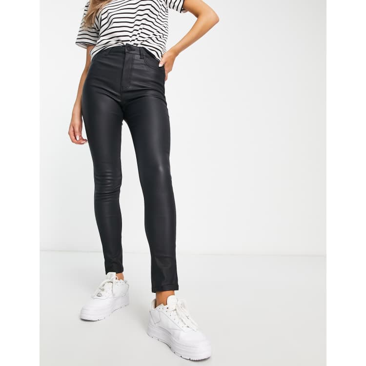 New Look coated jeggings in black