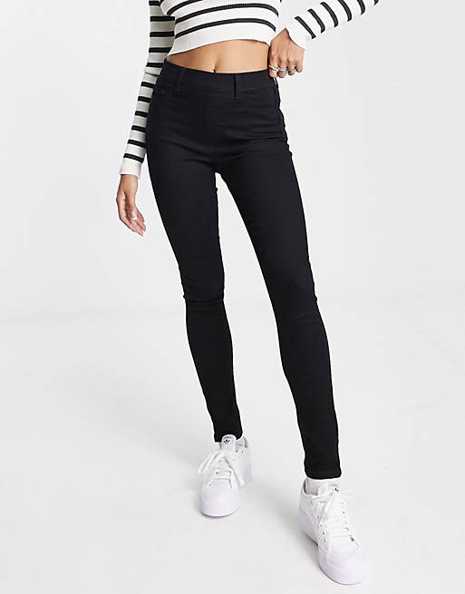 New Look lift and shape high waisted super skinny jeans in black | ASOS