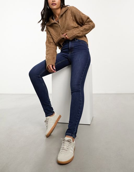 New Look - Lift and shape skinny jeans in donkerblauw