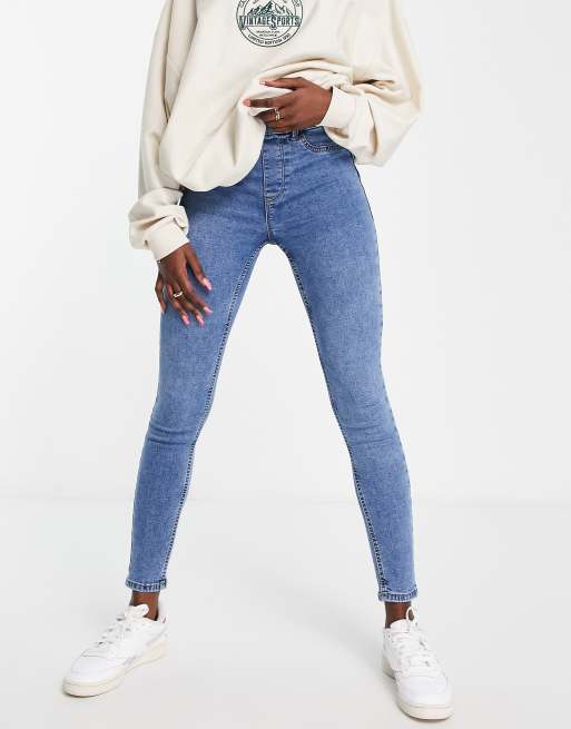 New Look lift & shape jeggings in mid blue