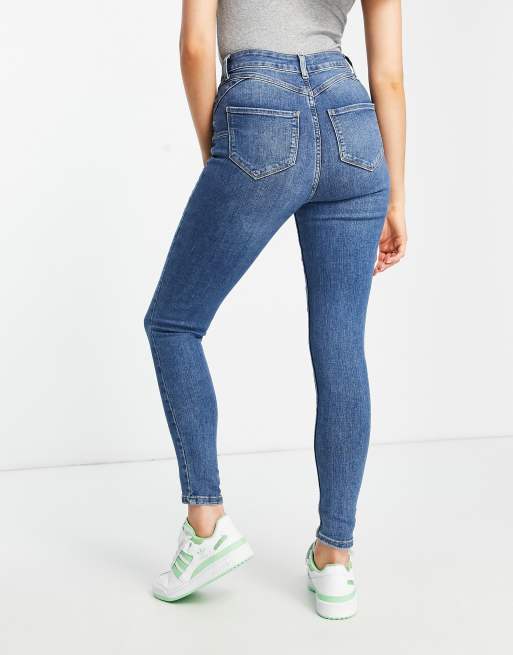 Learner At tilpasse sig magasin New Look lift & shape skinny jeans in mid blue | ASOS