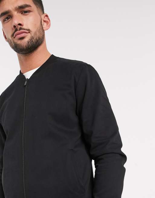 Black cotton bomber clearance jacket