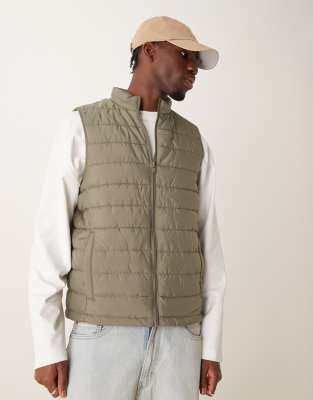 New Look New Look lightweight gilet in dark khaki-Green