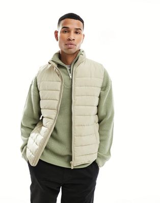 New Look lightweight gilet in stone - ASOS Price Checker