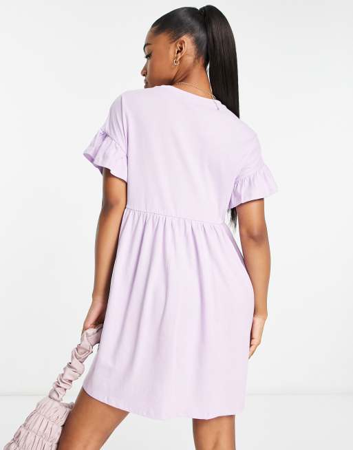 New Look – Lila smockklänning av jersey med minilängd och volangärmar, 2 av 4