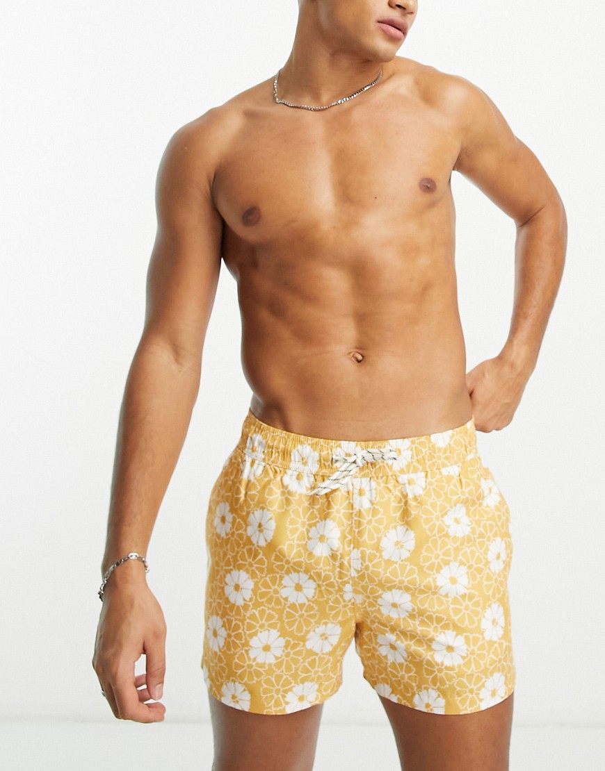 New Look lilypad swim shorts in yellow