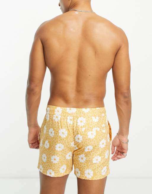 New Look lilypad swim shorts in yellow, 4 of 4