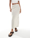 [New Look] New Look linen bias midi skirt in stone-Neutral 16 STONE