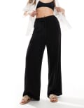 [New Look] New Look linen blend bermuda wide leg pants in black 10 BLACK