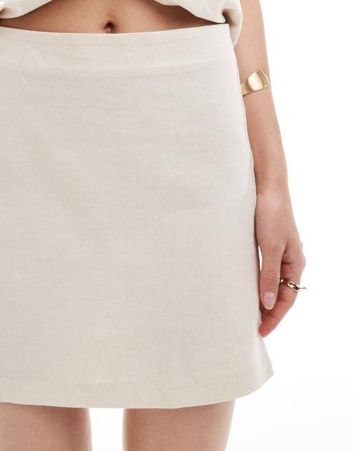 New Look linen-blend mini skirt in stone (Part of a set), 4 of 5
