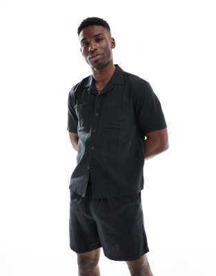 New Look linen-blend pull on shorts co-ord in black